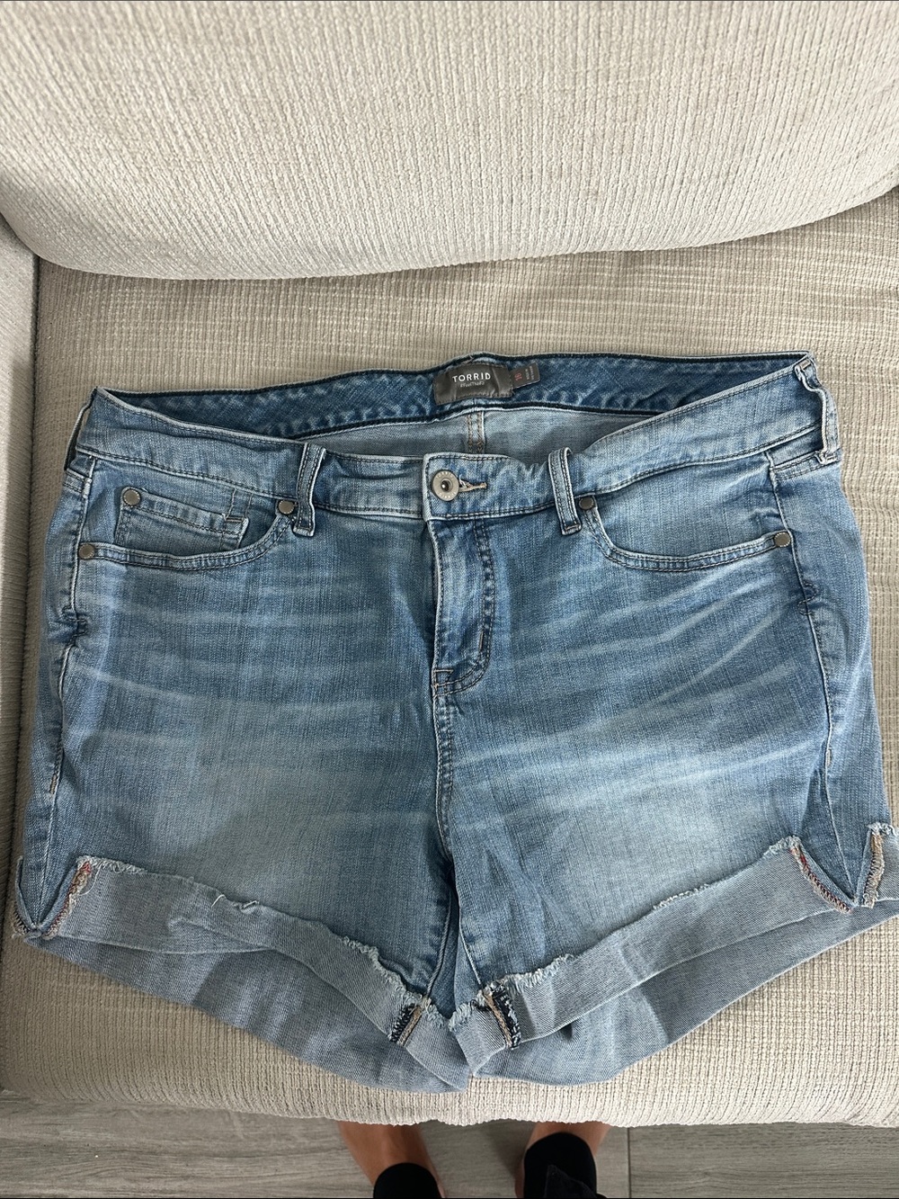 torrid Light Blue Rolled Hem Denim Shorts